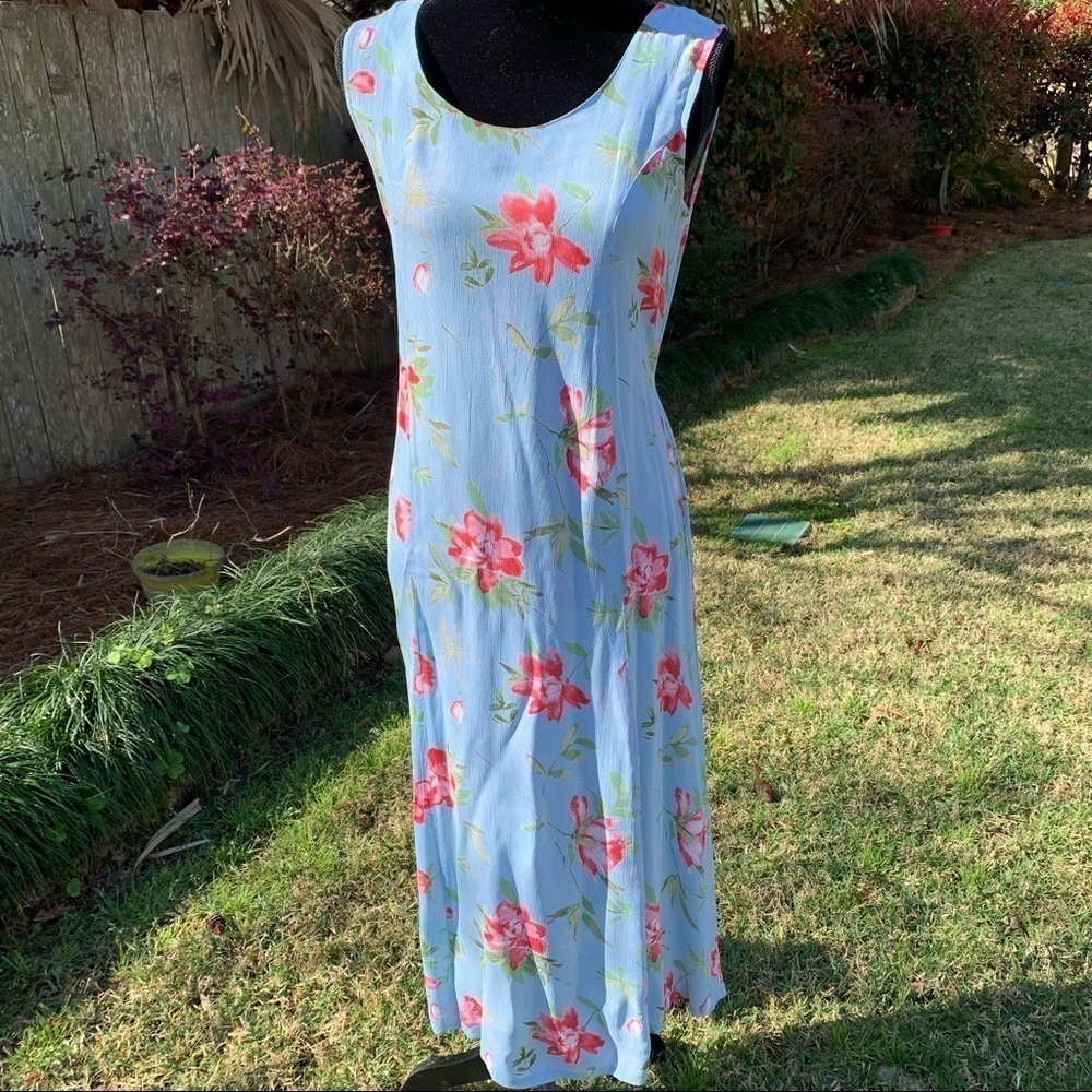 MIX NOUVEAU NY vintage coral and blue floral sheath tank dress - Picture 3 of 13